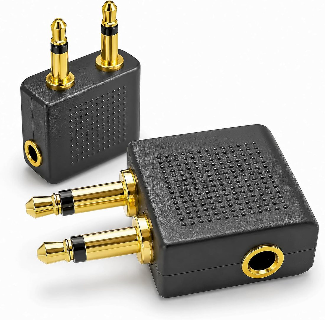 Mobi Lock Airplane Headphone Adapter — 2 Pack