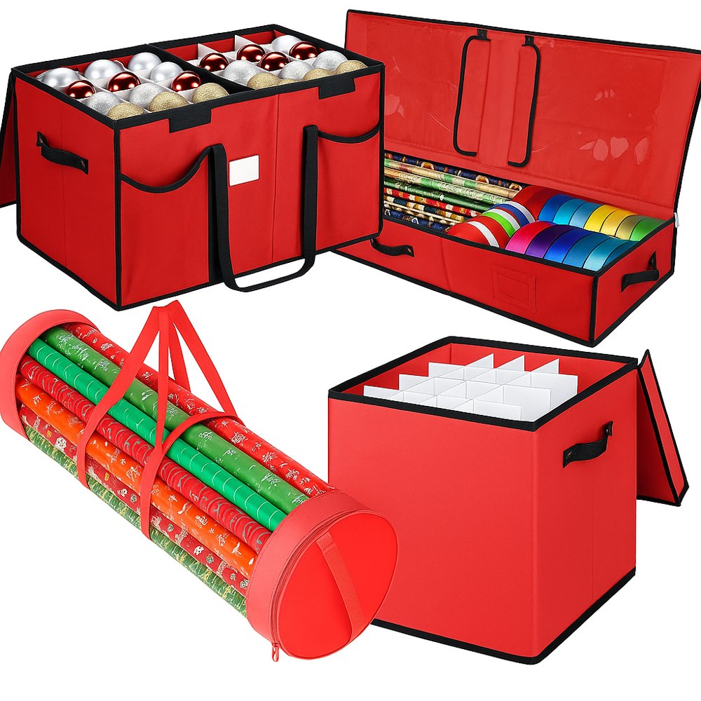 Christmas Ornament Storage Box in use