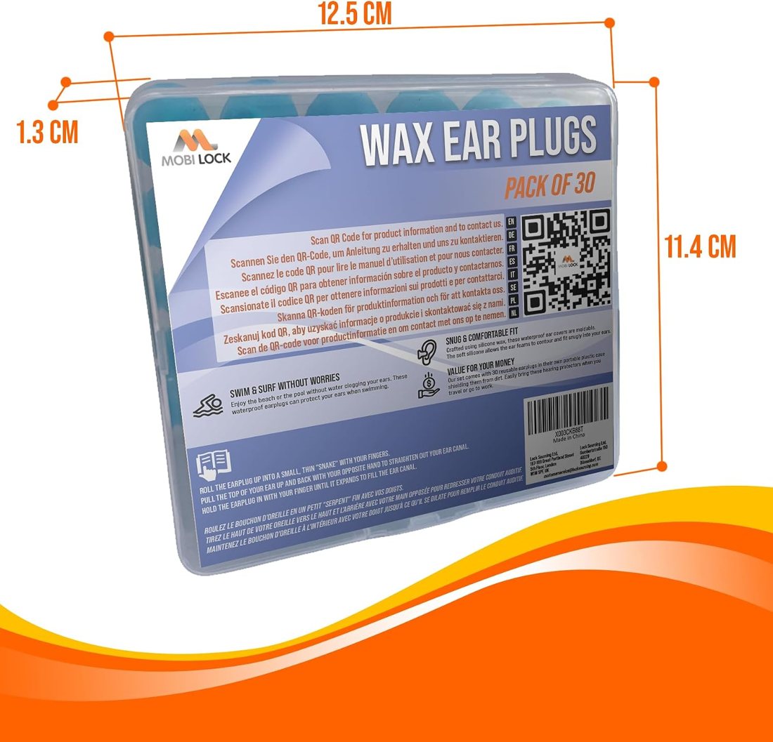 Silicone Wax Earplugs — 30 Pack, view 2