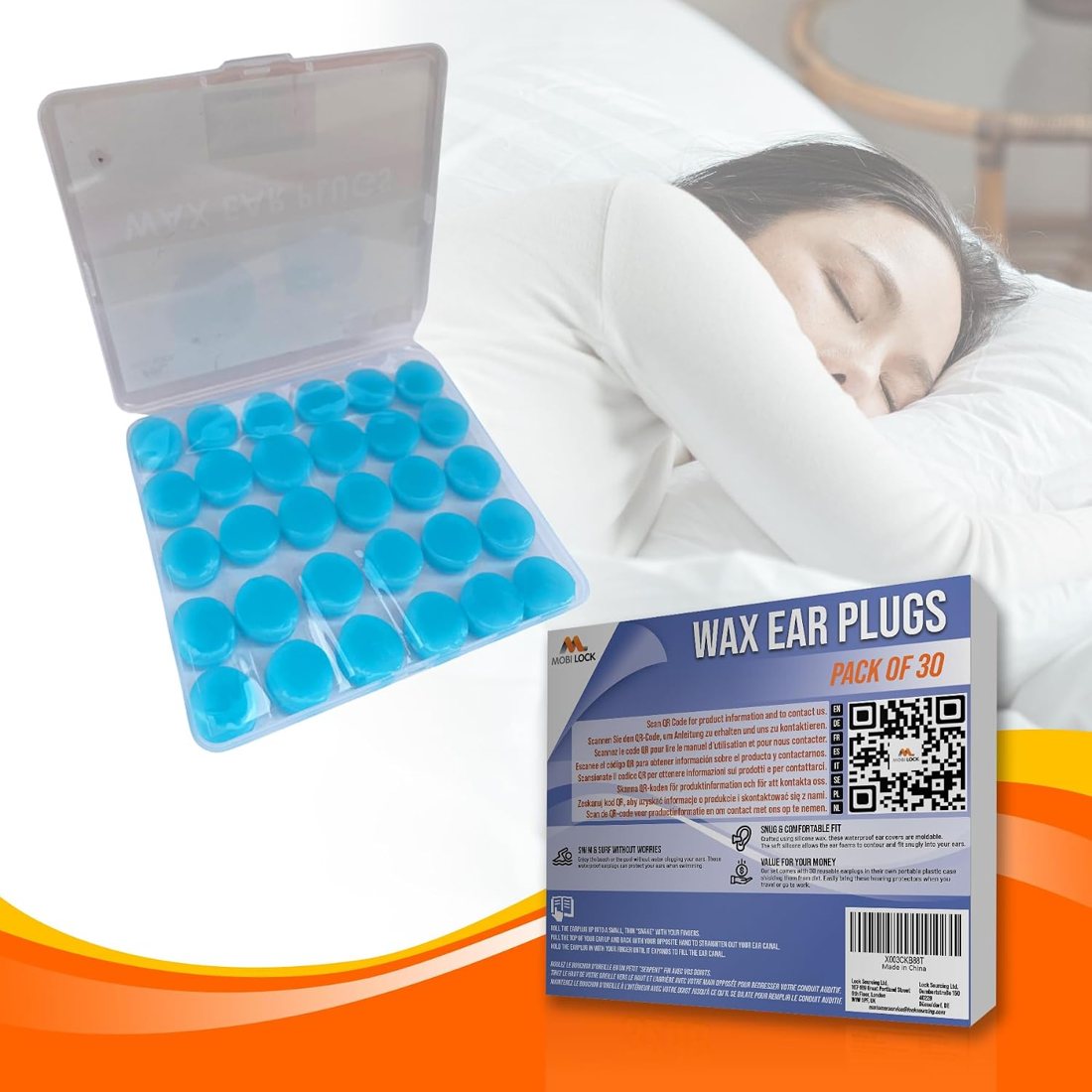 Silicone Wax Earplugs — 30 Pack, view 4