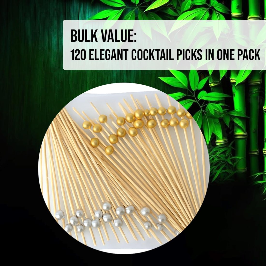 Pearl-Top Cocktail Picks — Gold & Silver, view 4