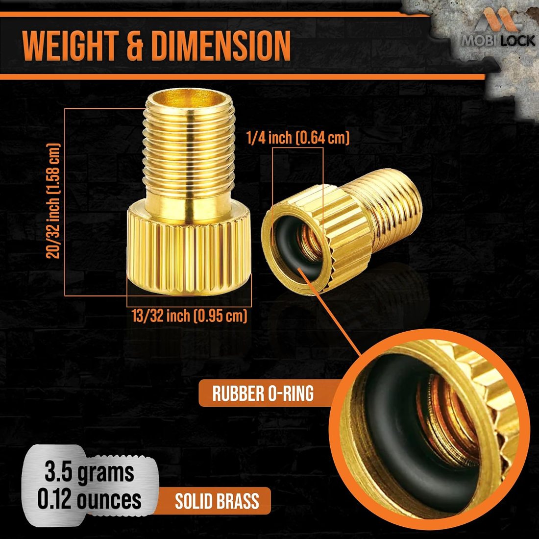 Presta to Schrader Adapters — Brass, view 5