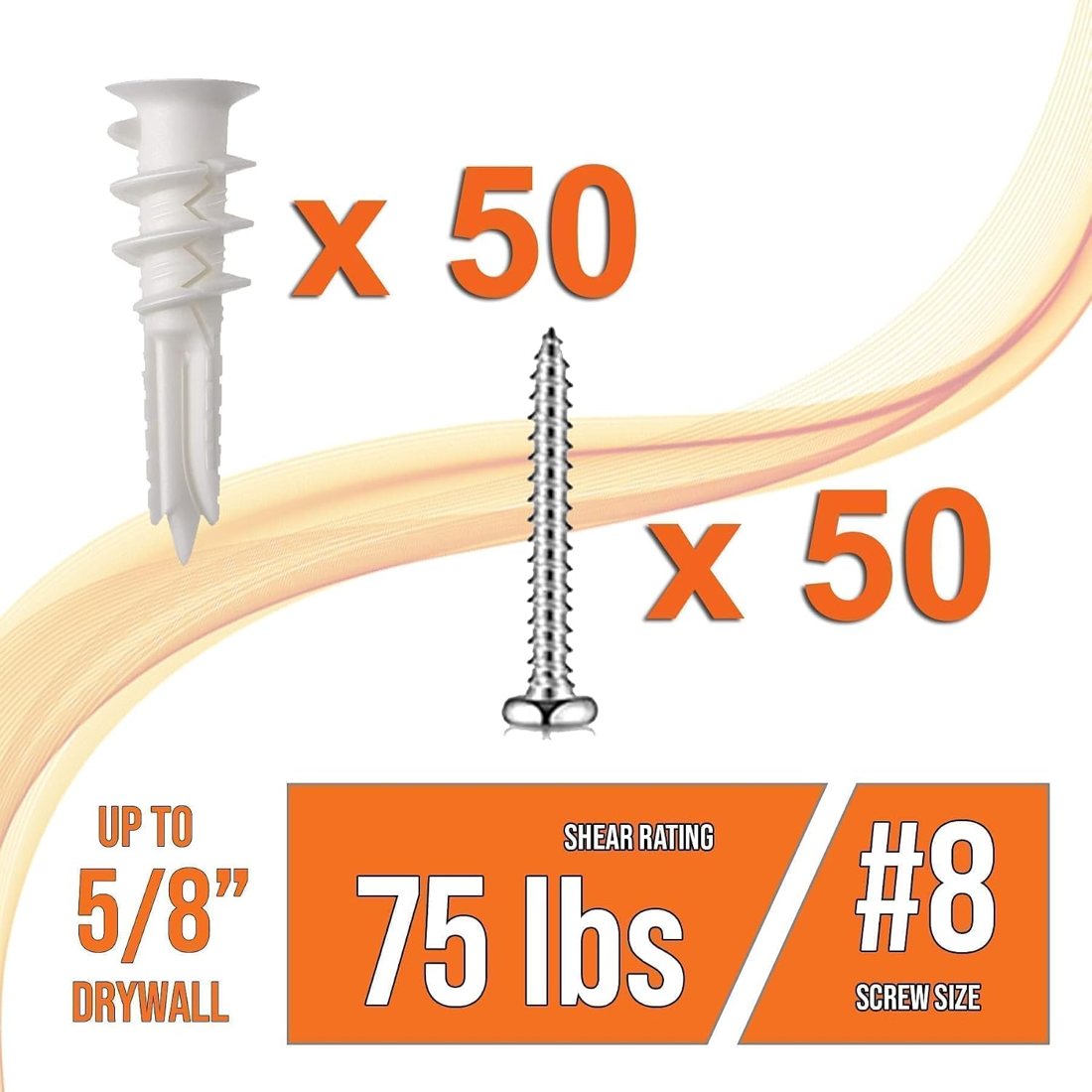 Self-Drilling Drywall Anchors — 50 + 50, view 3