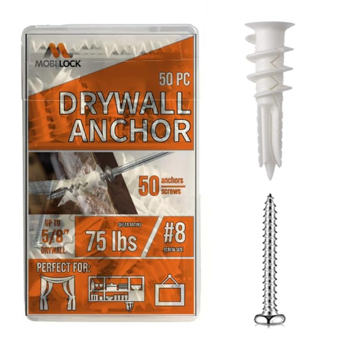 Mobi Lock Self-Drilling Drywall Anchors — 50 + 50